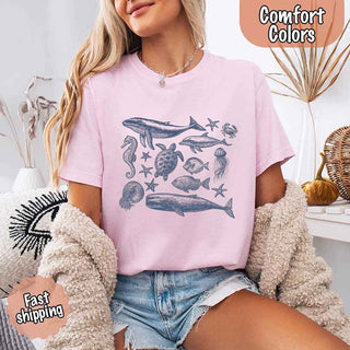 90s Sea Animals Comfort Colors Tee – Vintage Ocean Life Retro Shirt - A Roese Boutique