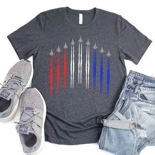 Air Force Flyover Red White And Blue Adult T-shirt - A Roese Boutique
