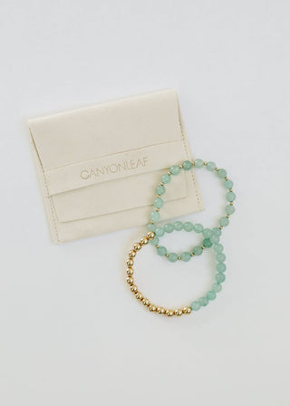 Aventurine Gemstone + 14K Gold Filled || Beaded Stretch Bracelets - A Roese Boutique