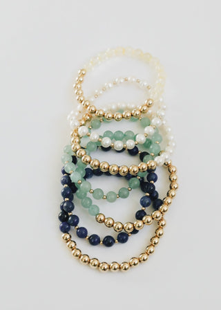 Aventurine Gemstone + 14K Gold Filled || Beaded Stretch Bracelets - A Roese Boutique