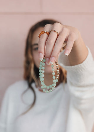 Aventurine Gemstone + 14K Gold Filled || Beaded Stretch Bracelets - A Roese Boutique