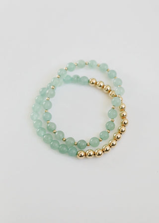 Aventurine Gemstone + 14K Gold Filled || Beaded Stretch Bracelets - A Roese Boutique