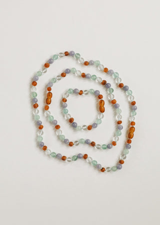 Baltic Sea Amber + Natural Gemstone || Beaded Necklace - A Roese Boutique