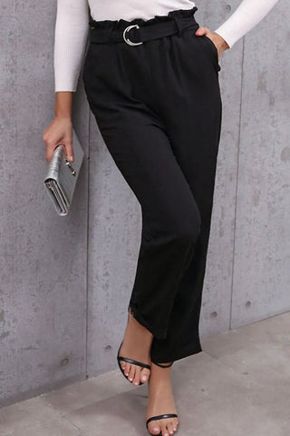 Belted Paperbag Waist Pants - A Roese Boutique