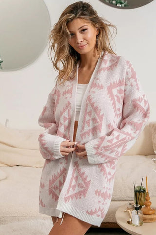 BiBi Aztec Pattern Open Front Cardigan - A Roese Boutique