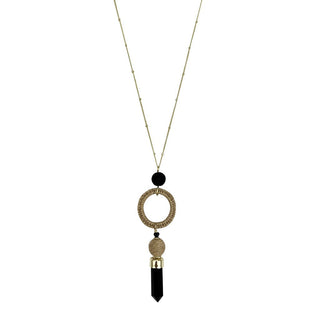 Black Agate Jute Necklace - A Roese Boutique