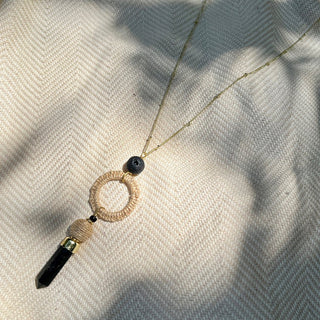 Black Agate Jute Necklace - A Roese Boutique