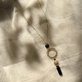 Black Agate Jute Necklace - A Roese Boutique