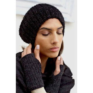 Black Loop Knit Alpaca Beanie - A Roese Boutique
