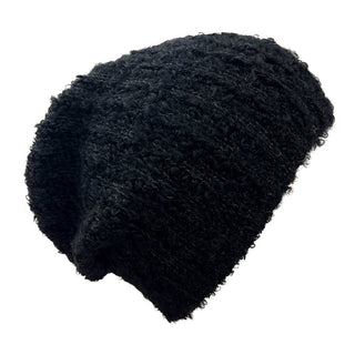 Black Loop Knit Alpaca Beanie - A Roese Boutique