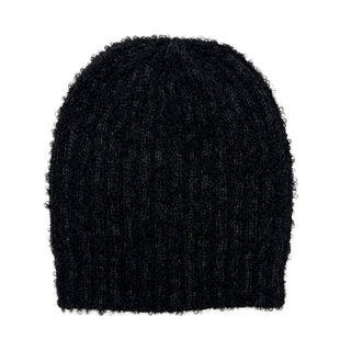 Black Loop Knit Alpaca Beanie - A Roese Boutique