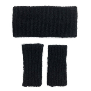 Black Ribbed Alpaca Ear Warmer - A Roese Boutique