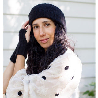 Black Ribbed Alpaca Ear Warmer - A Roese Boutique