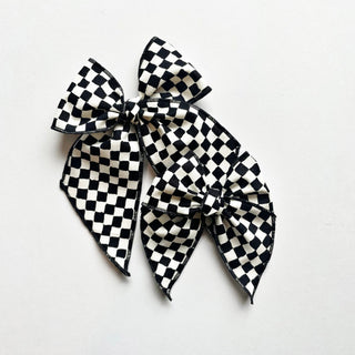 Black & White Checkered Elle Bow - A Roese Boutique
