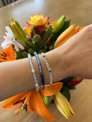 Blue Crystal Beaded Bangle - A Roese Boutique