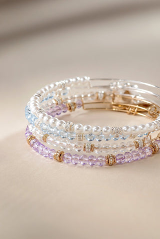 Blue Crystal Beaded Bangle - A Roese Boutique