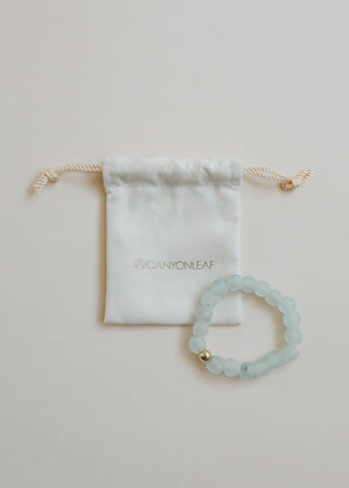 Blue Sea Glass + 14k Gold Filled or Sterling Silver || Stretch Bracelet - A Roese Boutique