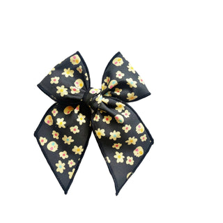 Bright Skulls on Black Elle Bow - A Roese Boutique