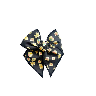 Bright Skulls on Black Elle Bow - A Roese Boutique