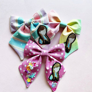 Brown Haired Ice Princess Patch Reagan Bow - A Roese Boutique