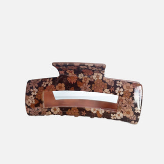 Brown Retro Floral Claw Clip - A Roese Boutique