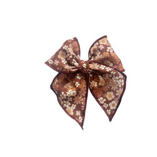 Brown Retro Floral Elle Bow - A Roese Boutique