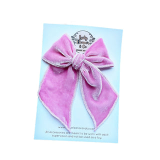 Bubblegum Hand Dyed Velvet Elle Bow - A Roese Boutique