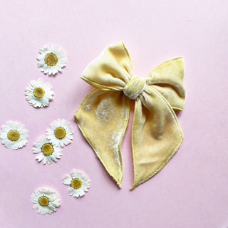 Butter Yellow Velvet Elle Bow - A Roese Boutique