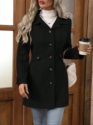 Button Up Long Sleeve Coat - A Roese Boutique
