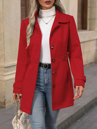 Button Up Long Sleeve Coat - A Roese Boutique