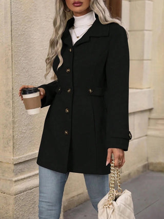 Button Up Long Sleeve Coat - A Roese Boutique
