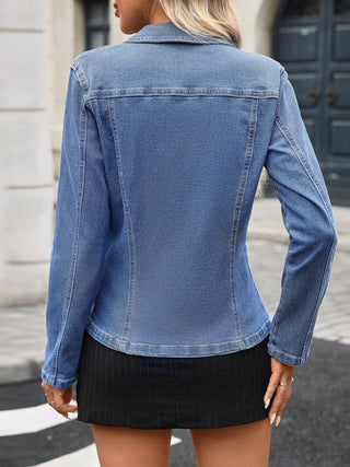 Button Up Long Sleeve Denim Jacket - A Roese Boutique