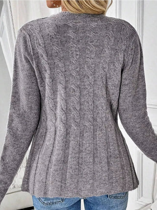 Cable-Knit Button-Down Cardigan - A Roese Boutique