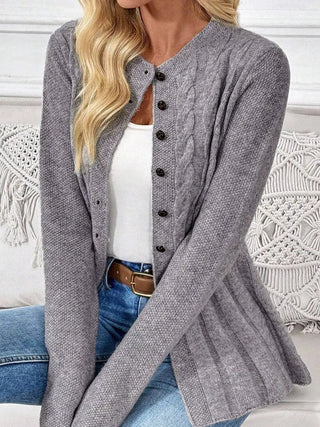 Cable-Knit Button-Down Cardigan - A Roese Boutique