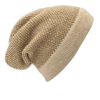 Camel Interwoven Alpaca Beanie - A Roese Boutique