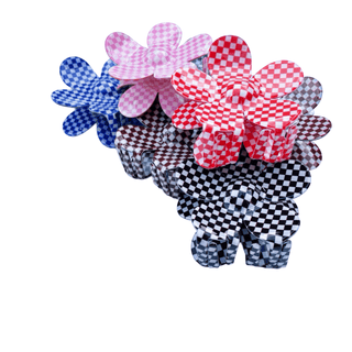 Checkered Flower Claw Clip - A Roese Boutique