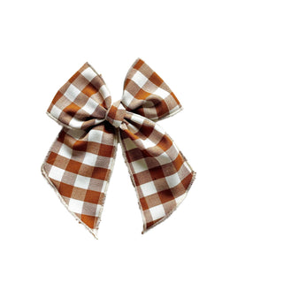 Chestnut Gingham Elle Bow - A Roese Boutique