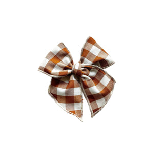 Chestnut Gingham Elle Bow - A Roese Boutique