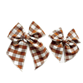 Chestnut Gingham Elle Bow - A Roese Boutique