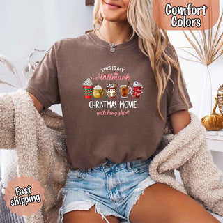 Christmas Movie Comfort Colors Shirt Hallmark Watching Tee - A Roese Boutique