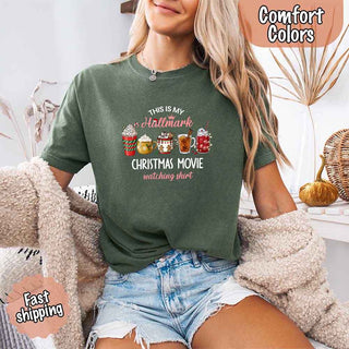 Christmas Movie Comfort Colors Shirt Hallmark Watching Tee - A Roese Boutique
