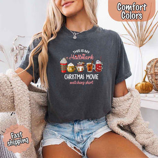Christmas Movie Comfort Colors Shirt Hallmark Watching Tee - A Roese Boutique