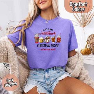 Christmas Movie Comfort Colors Shirt Hallmark Watching Tee - A Roese Boutique