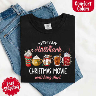Christmas Movie Comfort Colors Shirt Hallmark Watching Tee - A Roese Boutique