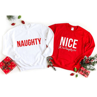 Christmas Naughty & Nice Couples Sweatshirt - A Roese Boutique