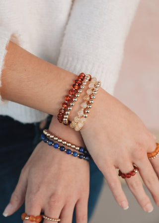 Citrine Gemstone + 14K Gold Filled Beaded Stretch Bracelet - A Roese Boutique