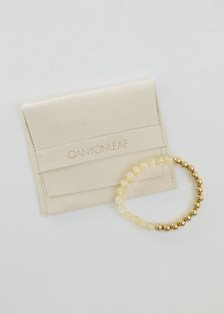 Citrine Gemstone + 14K Gold Filled Beaded Stretch Bracelet - A Roese Boutique