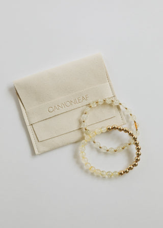 Citrine Gemstone + 14K Gold Filled Beaded Stretch Bracelet - A Roese Boutique