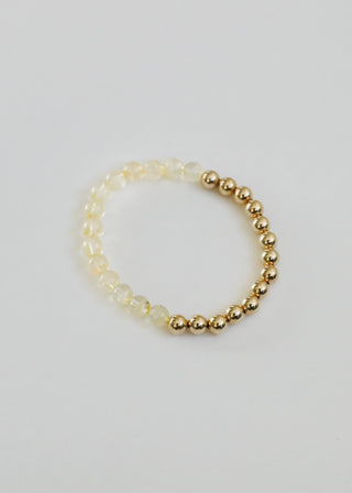 Citrine Gemstone + 14K Gold Filled Beaded Stretch Bracelet - A Roese Boutique