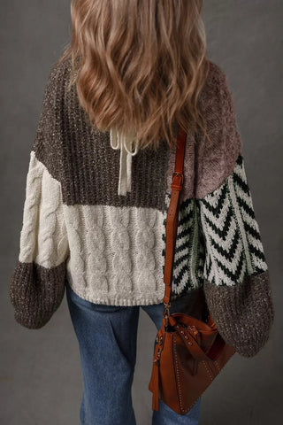 Color Block Cable Knit Sweater - A Roese Boutique